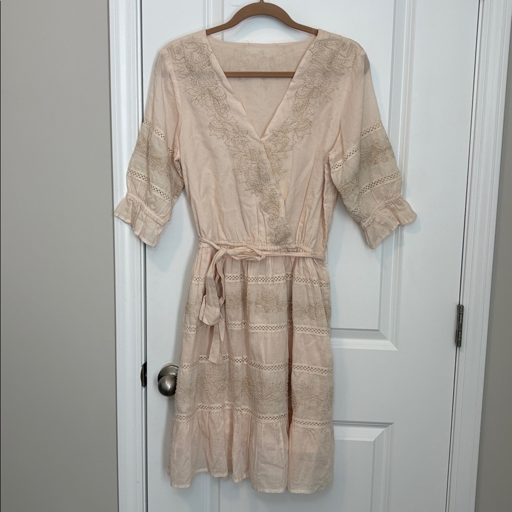 Love‎ the label faux wrap cotton dress embroidered size medium
